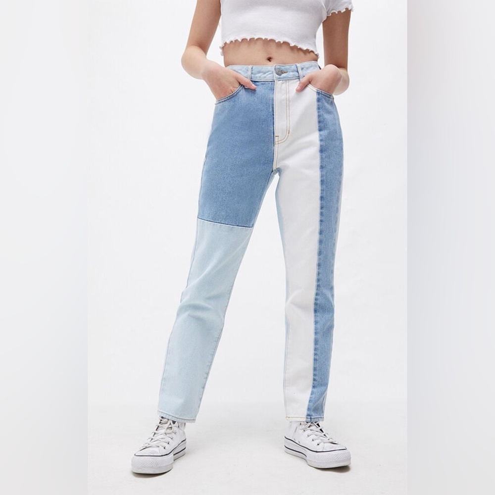 Pacsun color block two tone mom jeans